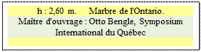 Zone de Texte: h : 2,60 m.     Marbre de l'Ontario.
Matre d'ouvrage : Otto Bengle, Symposium International du Qubec

