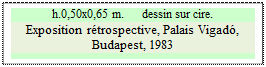 Zone de Texte: h.0,50x0,65 m.      dessin sur cire.  
Exposition rétrospective, Palais Vigadó, Budapest, 1983


