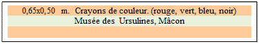 Zone de Texte: 0,65x0,50 m.  Crayons de couleur. (rouge, vert, bleu, noir)
Muse des  Ursulines, Mcon

