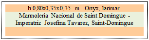 Zone de Texte: h.0,80x0,35x0,35 m.  Onyx, larimar. 
Marmoleria Nacional de Saint Domingue -  Imperatriz Josefina Tavarez, Saint-Domingue

