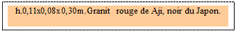Zone de Texte: h.0,11x0,08x0,30m.Granit rouge de Aji, noir du Japon. 