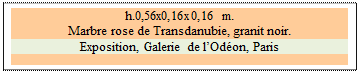 Zone de Texte: h.0,56x0,16x0,16 m. 
Marbre rose de Transdanubie, granit noir. 
Exposition, Galerie de lOdon, Paris

