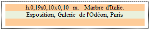 Zone de Texte: h.0,19x0,10x0,10 m.   Marbre d'Italie. 
Exposition, Galerie de l'Odon, Paris

