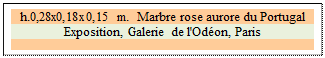 Zone de Texte: h.0,28x0,18x0,15 m.  Marbre rose aurore du Portugal
Exposition, Galerie de l'Odon, Paris
. 
