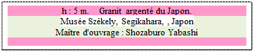 Zone de Texte: h : 5 m.    Granit argent du Japon. 
Muse Szkely, Segikahara, , Japon 
Matre d'ouvrage : Shozaburo Yabashi

