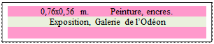 Zone de Texte: 0,76x0,56 m. 	 Peinture, encres.
 Exposition, Galerie de lOdon

